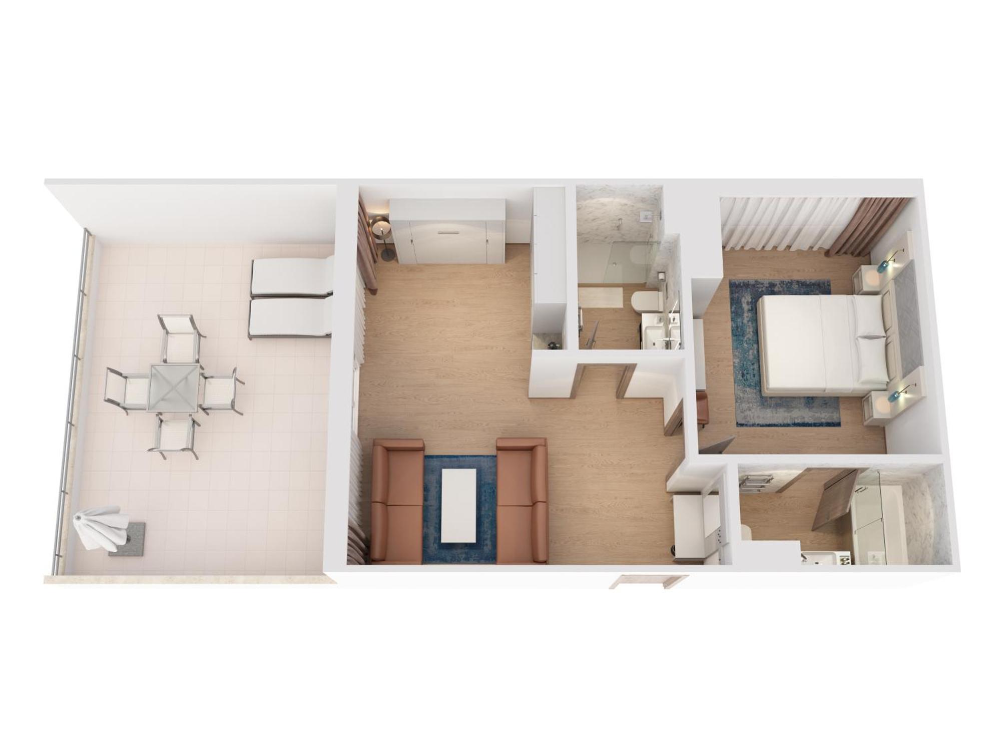 힐튼 리예카 코스타벨라 비치 리조트 앤 스파 객실 사진 3D floor plan of a hotel room