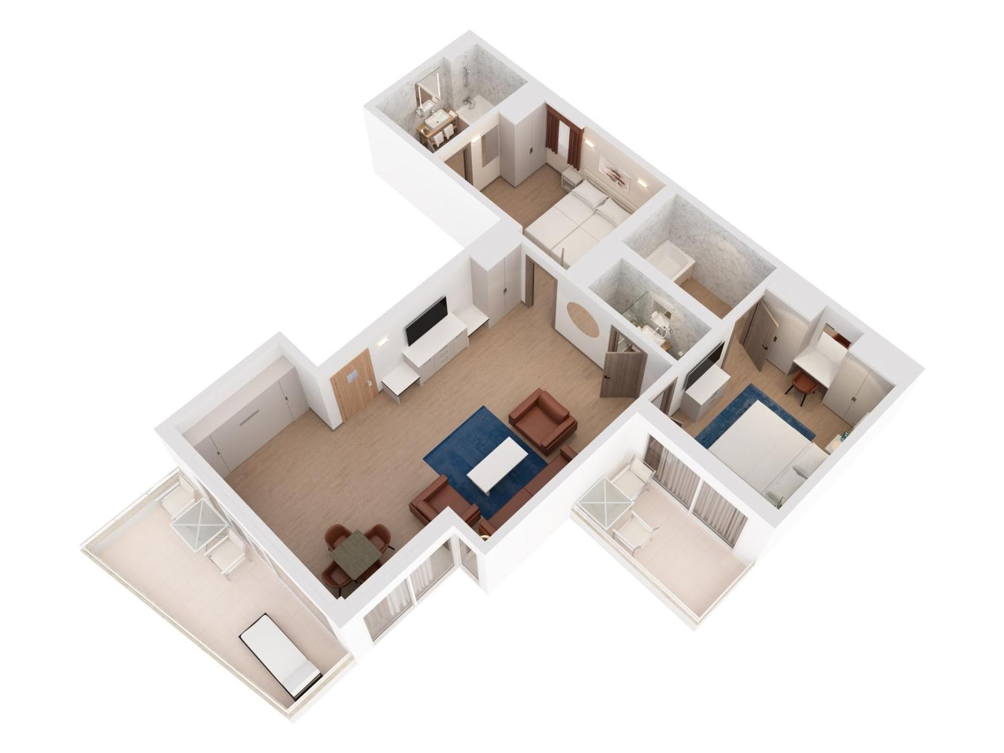 힐튼 리예카 코스타벨라 비치 리조트 앤 스파 객실 사진 3D floor plan of a typical apartment