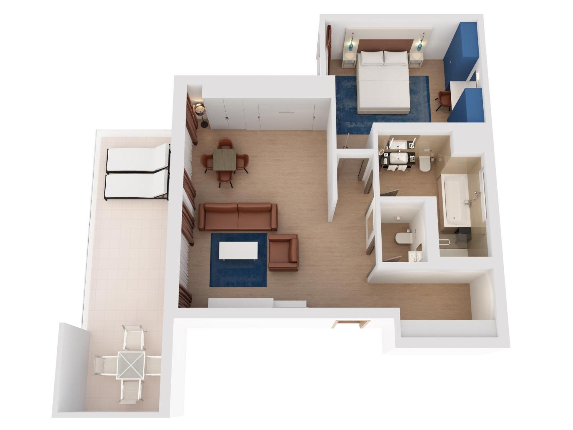 힐튼 리예카 코스타벨라 비치 리조트 앤 스파 객실 사진 A 3D floor plan of a hotel room